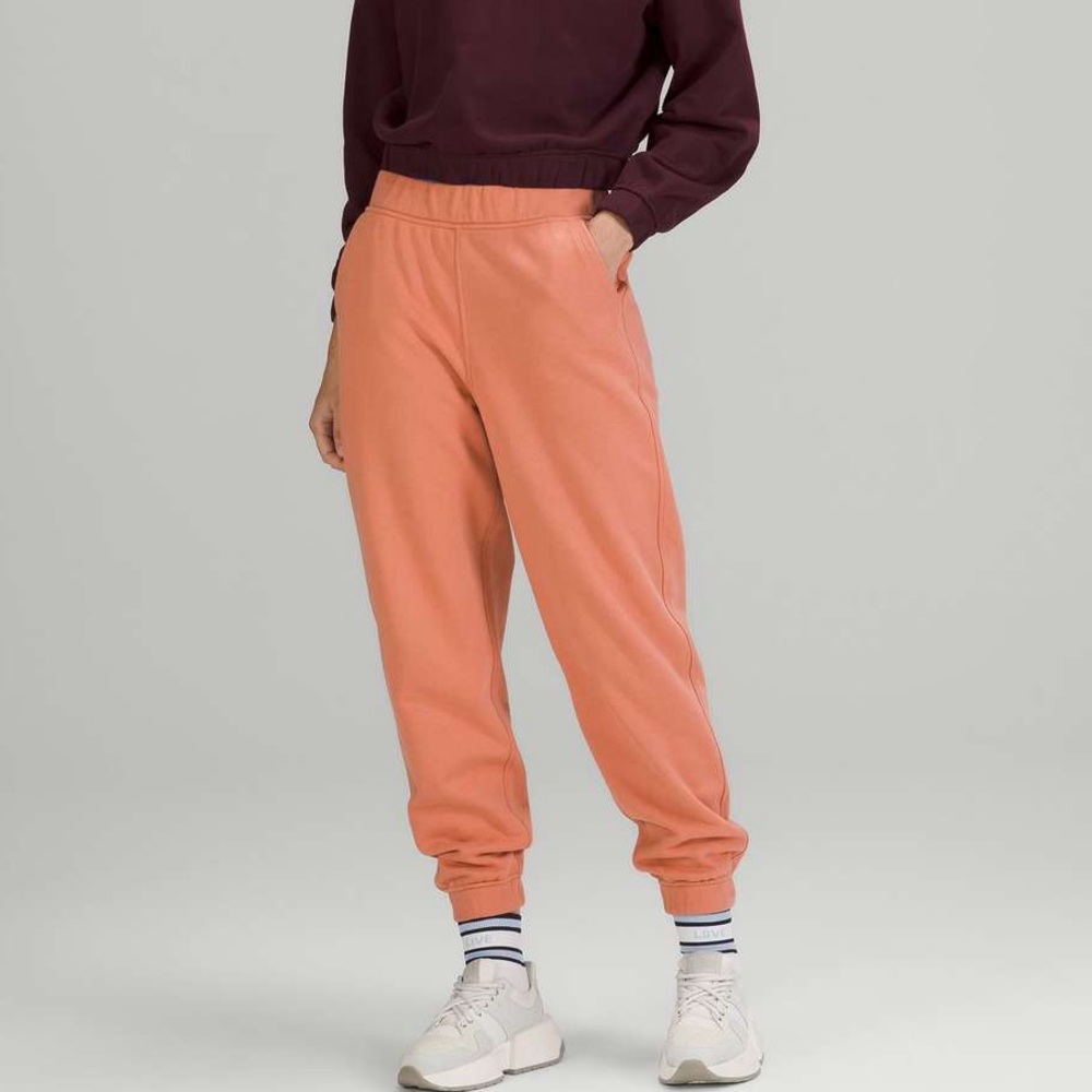 Lululemon Relaxed High-Rise Jogger Pink Savannah Sz 8 Cotton Terry